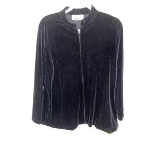 Vintage Casual Corner Velour Black Zippered Jacket Sz M EUC